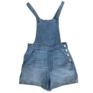 MOTHER Swooner Short Denim Overalls Unexpected Storm SZ 24 Made In USA GUC